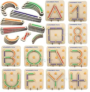 FunBlast Wooden Alpha & Numeric Construction Puzzles for Kids ? Learning & Educational Toys for Kids Learning Alphabet & Number Block for Kids, Girls & Boys ?(50+ Pcs; Multicolor)