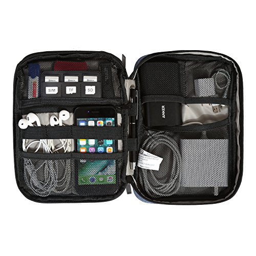 BAGSMART Universaltasche Eletronik Organizer Doppelte Fächer Kabeltasche Blau - 3