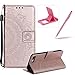 Price comparison product image Strap Leather Case for iPhone 8 Plus,Rose Gold Wallet Cover for iPhone 7 Plus,Herzzer Classic Retro Pretty Mandala Flower Embossed Magnetic Closure Stand Shockproof Flip PU Leather Back Case with Soft Silicone