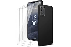 LYZXMY Hülle für Nokia G60 5G(6.58") Schwarz Handyhülle + 3 Stück Gehärtetes Glas Schutzfolie, Case Weich Silikon TPU Schutzhülle Cover 9H Härte HD Gehärtetes Glasfolie Glas