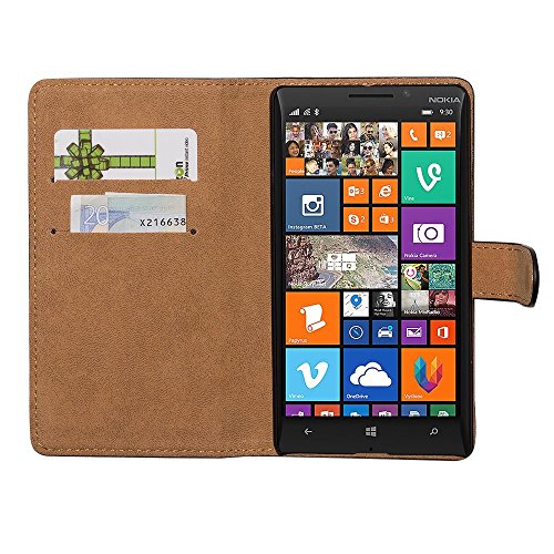 Slabo Flip Case Cover in Bookstyle für Nokia Lumia 930 – ECHT LEDER – schwarz | black - 2
