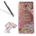 Galaxy J5 Prime Case Cover with Free Black Stylus Pen,Leeook Luxury Elegant Beautiful Lucky Leaf Flower Electroplate Plating Frame Crystal Soft Gel Silicone TPU Case Cover Bumper for Samsung Galaxy J5 Prime