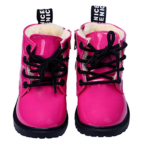 Cute Infant Baby shoes Ouneed® Leather Toddler Girls Boys Casual Flat Pumps Ankle Boots Snow Shoes (UK 6.5, Hot Pink)