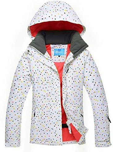 RIVIYELE Women's Skiing Jacket Skiwear Colorfull Printed Snow Jacket Wear (White, UK XL)