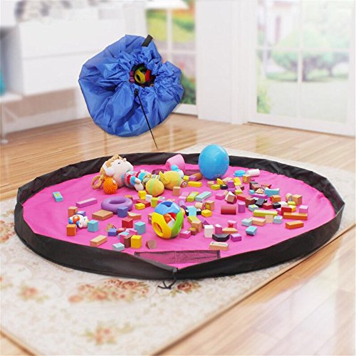 Spielzeug Aufbewahrungstasche, 150 cm tragbar groß, Aufbewahrungstasche, Kinder Puppen Play Mat, Mehrzweck-Kid ’s Aktivität, Reise Picknick Matte Tasche, Organizer Storage Teppich grün - 4