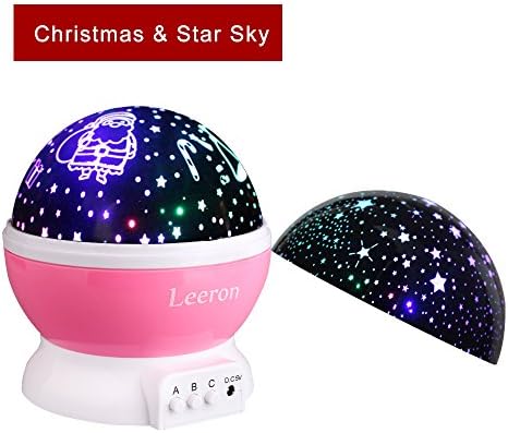 New Upgrade Baby Night Light Lamps Star Projector Light Christmas light+Moon Star Light Cover Rotating with color Changing LED Night Lamp for Babies Kids Bedroom,Romantic Relax Sleep Aid Light for Children Adults For Children Kids Girls Baby Nursery Gift(with 2 lids)