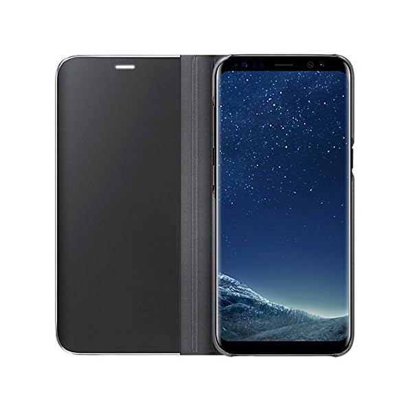 Coque Clear View Estuche de pie con Mirilla para Xiaomi Pocophone F1(Negro) - Imagen 4