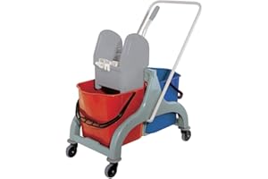 La Briantina Carrello per pulizie professionali 34 litri 2 secchi e strizzatore, Multicolore