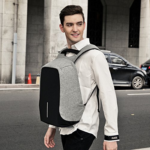 FANDARE 2018 Anti Diebstahl Rucksack 14 Zoll Laptoprucks  cke Fahrradrucks  cke Schulrucksack Daypack Arbeit Reisen Studenten USB Port Polyester Grau