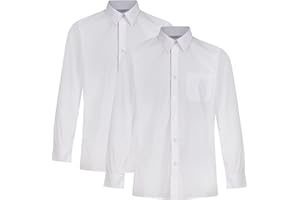 Trutex 2 Pack Long Sleeve Boys School Shirts (3-16+ Years) Durable Boy's Button-Down Shirts, 2 x Non-Iron Long Sleeve School Shirts Boys - Genuine School Uniform