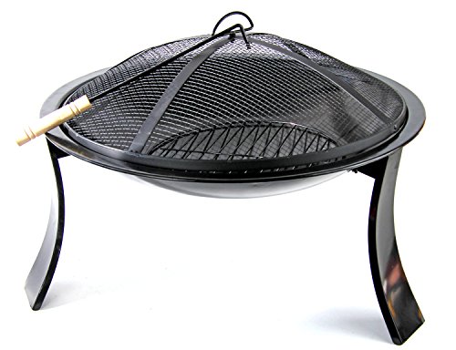 XXL 61cm Feuer-Schale schwarz Feuer-Korb mit Funkengitter Garten-Kamin Pflanz-Schale Terrassen-Ofen Feuer-Stelle Grill-Feuer - 2