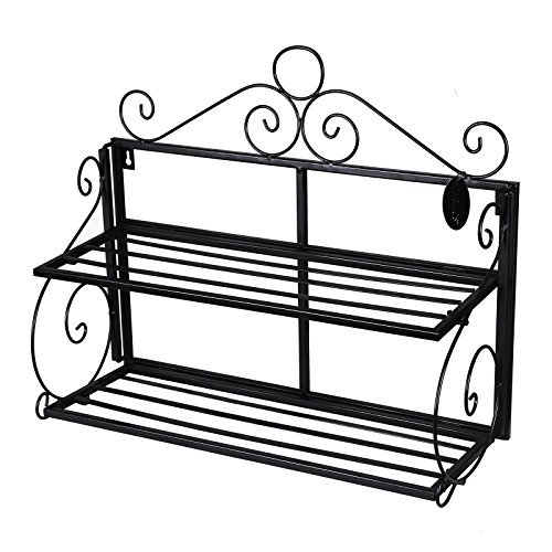 Songmics Klappbares Badregal Schuhregal Wandregal Bücherregal Regal Metall Landhaus Hängeregal LSN02B