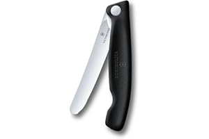Victorinox Swiss Classic Coltello da picnic pieghevole per escursioni, frutta, verdura, panini, salsicce, con lama dritta, extra affilata, Nero