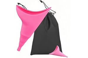 BANSHAN Female Urinal Portable No Overflow No Leak Reusable Pee Funnel – Sturdy & Bigger for More Comfort - Female Urination Device for Women Stand to Pee & Carabiner for Camping, Hiking & Travel (Pink)