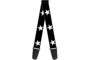 Buckle-Down GS-W21909 Tracolla per chitarra Star Nero Bianco, 5,1 cm di larghezza - 73,66-137,2 cm di lunghezza