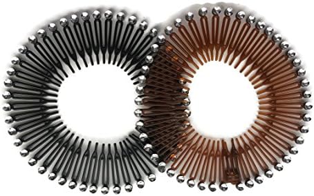 Brown Plastic Stretch Sport Hair Band Full Circle Flexible Comb Teeth Headband Clip