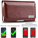 Moto G5 Holster, J&amp;D PU-Leder Holster Handytasche mit Gürtelclip, Ausweishülle aus Leder für Motorola Moto G5 - Geeignet für nacktes Handy und Handy in einer schlanken Hülle - Braun