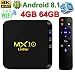 Produktbild Android 8.1 TV Box, LinStar MX10 4G 64G Smart TV Box 4K RK3328 Quad Core Wifi H.265 Android Box 64 Bit Set Top Boxes 3D 4K Ultra HD TV
