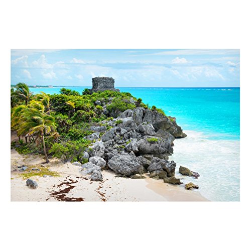 Bilderwelten magnético Junta – Caribe Costa Tulum ruins – formato apaisado Imán tablón de anuncios mural pizarra tablero de pared magnético Metal mensaje Junta Cocina Oficina, Dimensión HxW: 60 cm x 90 cm