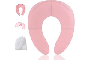 FUNBLISS Adaptador WC Niños Plegable - Orinal Portátil Niños Plegable con Bolsa de Viaje, Reductor WC Niños Para Entrenamiento, Diseño Compacto Y Portátil, Ideal Para Adaptador Baño Para Niños Rosa