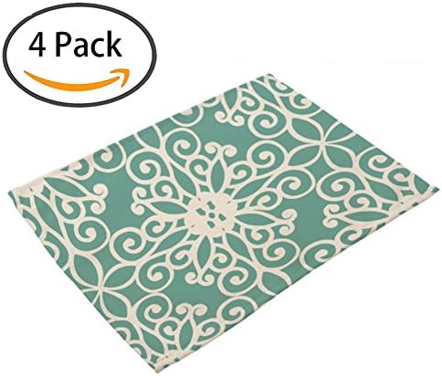 Bohemia Table Mats for Great Dining Experience Cotton and Linen Set of 4, 42x32 cm