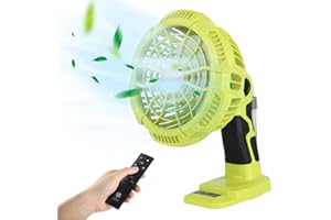 CHOERINTON Cordless Fan Portable Camping Fan with 300LM LED Light,9W Battery Powered Desk Fan Compatible with Ryobi 18V ONE+ Plus Lithium Battery,for Travel,Tent,Office,Home,Picnic,Barbecue,Fishing