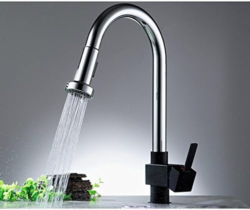 Heruai Hot And Cold Faucet Hose Kitchen Bathroom The Tap Brass Stretch Black Paint Pull Pull Faucet Stainless Steel Mirror Chrome Plated Ceramic Spool