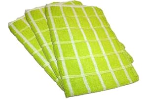 TOWELSDIRECT Portland Luxury Waffle Egyptian Tea Towel [3 PACK] 50x70cm Lime/White