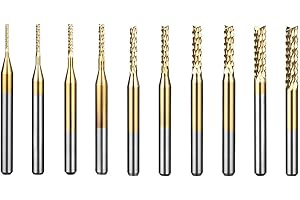 Oudtinx 10Pcs 0.8-3 mm Titanium Coat Carbide End Mill Engraving Bits CNC Rotary Burrs Set Tool PCB Mould