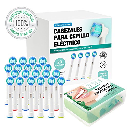 Recambios Cepillo Oral B Compatibles 20 Unidades + Arcos Hilo Dental Regalo | Cabezales Cepillos Oral B | Para Oral B Cabezales | Recambios Oral B Compatibles | Recambio Cepillo Electrico Oral B