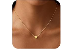VIROMY Gold Heart Initial Necklaces for Women 14K Gold Plated Letter Pendant Necklaces for Women Charm Box Chain Dainty Personalised Jewellery Gifts for Her A-Z
