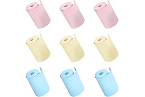 Houdao 9 rolek papieru termicznego, 57 mm x 30 mm, samoprzylepny, kolorowy papier termiczny, mini drukarka, rolki termiczne do mini drukarki, PeriPage A6 (żółty, różowy, niebieski)