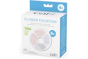 Catit Triple Action Filter Frameless Catit Flower Fountain Filter, Pack of 6
