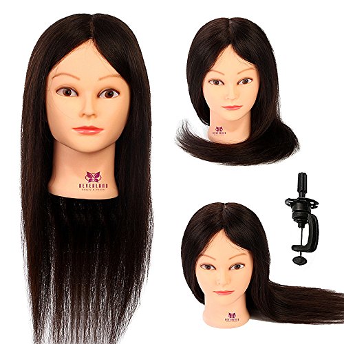 Neverland Beauty 22" 70% Real Human Hair Hairdressing Cosmetology Mannequin Manikin Practice Training Head With Clamp Stand,For College and Professional Use #2