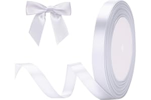 ‎G2PLUS G2PLUS Weiß Satinband 10mm, Dekoration Geschenkband, 22m Schleifenband zum Bastel, Weiß Satin Dekoband für Geschenkverpackung, Dekoration
