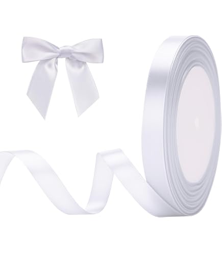 G2PLUS Satijnen lint ivoorwit, 10 mm: decoratief cadeaulint, 22 m lint om te knutselen, decoratief lint voor geschenkverpakking, decoratie