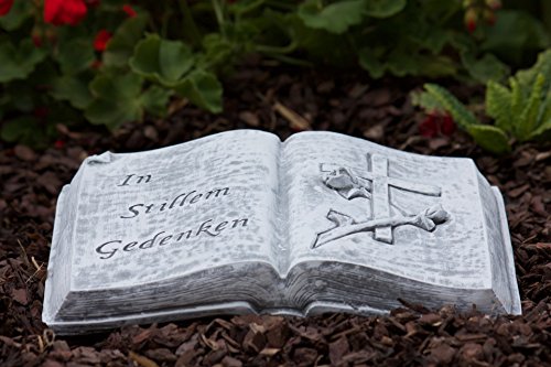 Grabschmuck Steinguss Buch "In stillem Gedenken", frost- und wetterfest