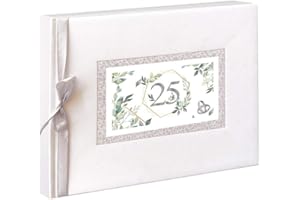 A ARGUVAL EDITORIAL Libro de firmas Bodas de Plata, tamaño 27,5 x 23 cm, Recuerdo Boda, Libro visitas, álbum Foto, Boda Plata