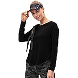 Donne Fitness Maniche Lunghe Spacchetti Laterali Allenamento Cime Yoga Palestra Sportive Camicie