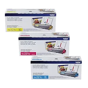 Brother Genuine Tn221 (Tn-221) Color (Cyan/Magenta/Yellow) Toner Cartridge 3-Pack (Tn221C ,Tn221M ,Tn221Y) Brother Hl-3140Cw, Hl-3170Cdw, Mfc-9130Cw, Mfc-9330Cdw By Brother