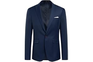 Allthemen Blazer da Uomo con Spacco Posteriore a Un Bottone Tinta Unita Jacket da Abito d'Affari Business