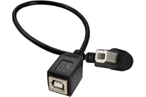 HERFAIR Krótki kabel przedłużający USB typu B, kabel USB 2.0 typu B, kabel przedłużający USB B o długości 90 stopni, męski do żeńskiego, kabel przedłużający USB B do skanera drukarki, mobilnego HDD i innych (prawy kąt)