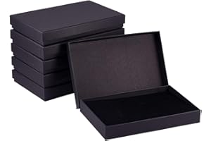 BENECREAT 6 Pack Caja Negra de Joya 20x13x3cm Gran Tamaño Caja de Cartón Craft con Almohadilla de Terciopelo Elegante para Presentación de Collar, Aretes, Anillo