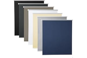 WOLTU Store Occultant sans Perçage, Rideau Opaque avec Revêtement d'argent, Store Enrouleur Thermique Isolant, Protection de Vie Privée & Protection Soleil, pour Fenêtre ou Porte, 50x160 cm, Bleu