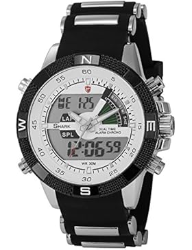 Shark zeigt LED Herren Quartz Sportliche Armband Edelstahl Wasserdicht NEU SH041