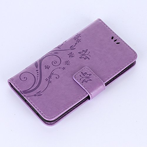 Samsung Galaxy A5 ( 2017 ) Hülle, Samsung Galaxy A5 ( 2017 ) Schutzhülle, Alfort 3 in 1 Lederhülle Fashion Design Premium PU Leder Hohe Qualität Tasche Case Cover Kasten Abdeckung Wallet für Samsung Galaxy A5 ( 2017 ) 5.2″ Smartphone Funktion Standfunktion Unterstützte Telefone und Magnetverschluss mit Schmetterling ( Helles Lila ) + Alfort Schwarz Stylus Pen - 6