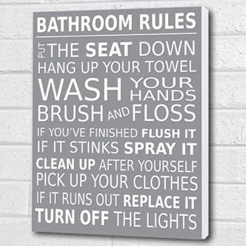 inch frame 12x16 uk Light Wall Rules 12x16  grey A3 Canvas Bathroom Art Box