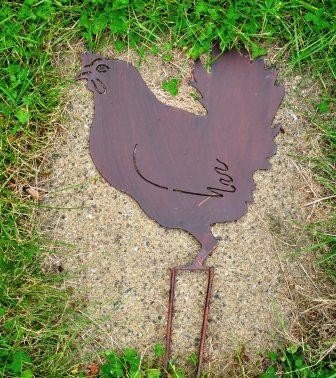 Gartenstecker Beetstecker Henne Huhn Metall H 30 cm - 2