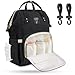 Produktbild Baby Wickeltasche Wickelrucksack mit Kinderwagenhaken, Multifunktionale Babytasche mit vielen Fächern für Spielzeug, Windeln, Trinkflaschen, Handys und andere Babysachen, Schwarz