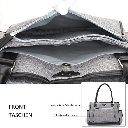 Baby Wickeltasche, BRINCH Multifunktion Baby Windel Umhängetasche tragbare Einkaufstasche mit Wickelunterlage, Isolierte Tasche, Kinderwagenbefestigungen - 8
